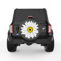 WHITE DAISY BLACK CARBON FIBER TIRE COVER