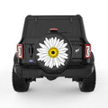 WHITE DAISY BLACK TIRE COVER