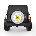 WHITE DAISY SILVER CARBON FIBER TIRE COVER
