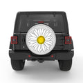 WHITE DAISY BLACK TIRE COVER