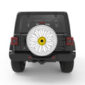WHITE DAISY SILVER CARBON FIBER TIRE COVER