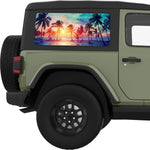 WINDY PALM BEACH SUNSET QUARTER WINDOW DECAL FITS 2011-2018 JEEP WRANGLER 2 DOOR HARD TOP JK