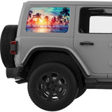 WINDY PALM BEACH SUNSET QUARTER WINDOW DECAL FITS 2011-2018 JEEP WRANGLER 4 DOOR HARD TOP JKU