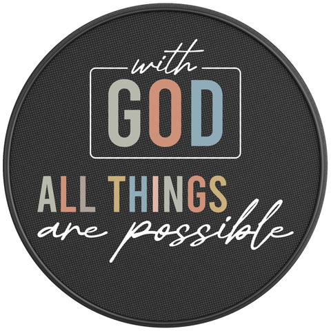 WITH GOD ALL THINGS ARE POSSIBLE BLACK CARBON FIBER TIRE COVER