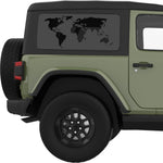 WORLD MAP QUARTER WINDOW DECAL FITS 2011-2018 JEEP WRANGLER 2 DOOR HARD TOP JK