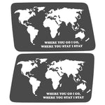 WORLD MAP QUOTE QUARTER WINDOW DRIVER & PASSENGER DECALS