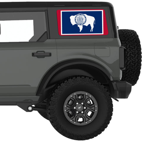WYOMING STATE FLAG QUARTER WINDOW DECAL FITS 2021+ FORD BRONCO 4 DOOR HARD TOP
