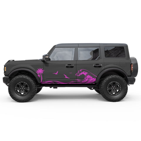 WAVE BEACH FULL SIDE SIDE GRAPHIC DECAL FITS 2021+ FORD BRONCO 4 DOOR
