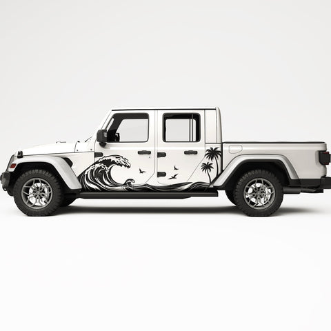 WAVE - BEACH FULL SIDE SIDE GRAPHIC DECAL FITS JEEP GLADIATOR