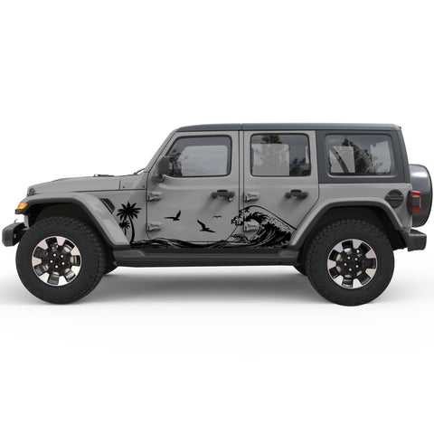 WAVE - BEACH FULL SIDE SIDE GRAPHIC DECAL FITS 2018+ JEEP WRANGLER 4 DOOR JLU