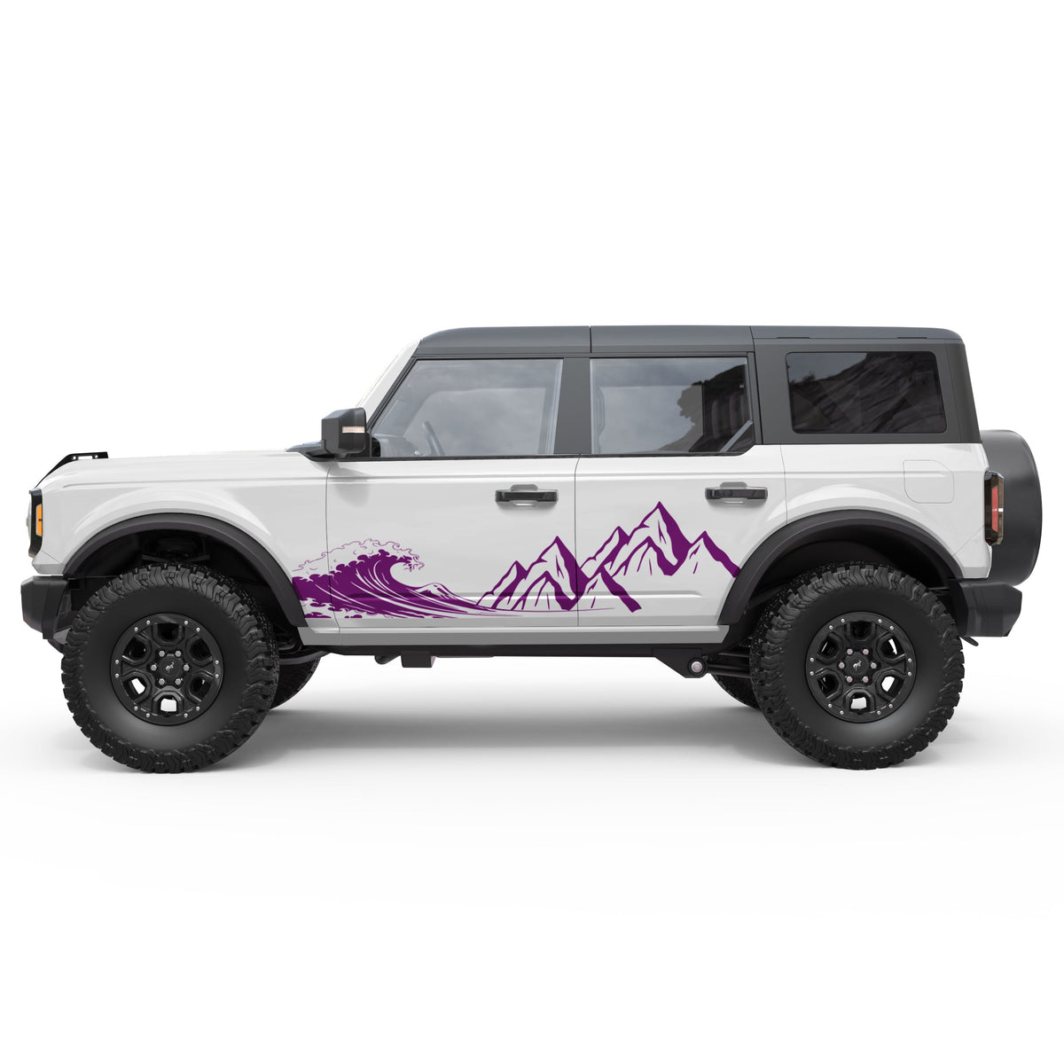 Faf Graphics Wave Mountain Side Graphic Decal For Ford Bronco| Four Wheel Covers