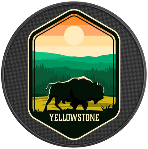 YELLOWSTONE NATIONAL PARK BLACK CARBON FIBER TIRE COVER