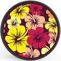 YELLOW AND PINK HIBISCUS FLOWERS BLACK CARBON FIBER TIRE COVER
