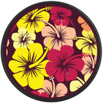 YELLOW AND PINK HIBISCUS FLOWERS BLACK TIRE COVER