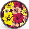 YELLOW AND PINK HIBISCUS FLOWERS SILVER CARBON FIBER TIRE COVER