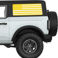 YELLOW AND WHITE AMERICAN FLAG QUARTER WINDOW DECAL FITS 2021+ FORD BRONCO 2 DOOR HARD TOP