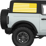 YELLOW AND WHITE AMERICAN FLAG QUARTER WINDOW DECAL FITS 2021+ FORD BRONCO 2 DOOR HARD TOP