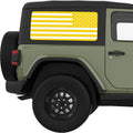 YELLOW AND WHITE AMERICAN FLAG QUARTER WINDOW DECAL FITS 2011-2018 JEEP WRANGLER 2 DOOR HARD TOP JK