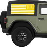 YELLOW AND WHITE AMERICAN FLAG QUARTER WINDOW DECAL FITS 2011-2018 JEEP WRANGLER 2 DOOR HARD TOP JK