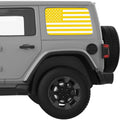 YELLOW AND WHITE AMERICAN FLAG QUARTER WINDOW DECAL FITS 2018+ JEEP WRANGLER 4 DOOR HARD TOP JLU