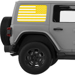 YELLOW AND WHITE AMERICAN FLAG QUARTER WINDOW DECAL FITS 2011-2018 JEEP WRANGLER 4 DOOR HARD TOP JKU