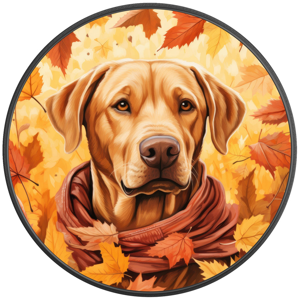 YELLOW LABRADOR FALL BLACK CARBON FIBER TIRE COVER