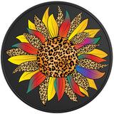 YELLOW LEOPARD SUNFLOWER BLACK TIRE COVER