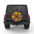 YELLOW LEOPARD SUNFLOWER BLACK CARBON FIBER TIRE COVER