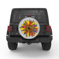YELLOW LEOPARD SUNFLOWER WHITE TIRE COVER