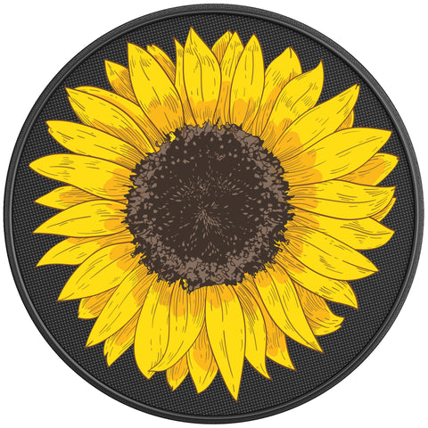 YELLOW SUNFLOWER PEARL  WHITE CARBON FIBER TIRE COVER