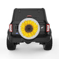 YELLOW SUNFLOWER SILVER CARBON FIBER TIRE COVER