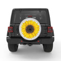 YELLOW SUNFLOWER SILVER CARBON FIBER TIRE COVER