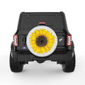 YELLOW SUNFLOWER PEARL  WHITE CARBON FIBER TIRE COVER