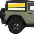 YELLOW WHITE WITH BLUE LINE AMERICAN FLAG QUARTER WINDOW DECAL FITS 2011-2018 JEEP WRANGLER 2 DOOR HARD TOP JK