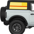 YELLOW WHITE WITH RED LINE AMERICAN FLAG QUARTER WINDOW DECAL FITS 2021+ FORD BRONCO 2 DOOR HARD TOP