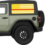 YELLOW WHITE WITH RED LINE AMERICAN FLAG QUARTER WINDOW DECAL FITS 2018+ JEEP WRANGLER 2 DOOR HARD TOP JL