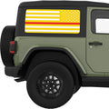 YELLOW WHITE WITH RED LINE AMERICAN FLAG QUARTER WINDOW DECAL FITS 2011-2018 JEEP WRANGLER 2 DOOR HARD TOP JK