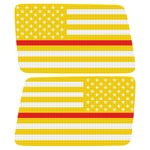 YELLOW WHITE WITH RED LINE AMERICAN FLAG QUARTER WINDOW DRIVER & PASSENGER DECALS