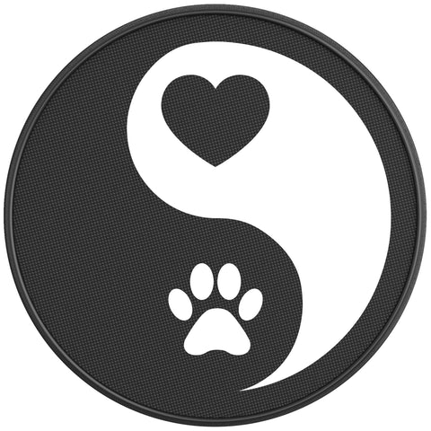 YING YANG PAW HEART PEARL  WHITE CARBON FIBER TIRE COVER