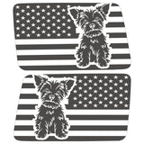 YORKSHIRE TERRIER US FLAG QUARTER WINDOW DRIVER & PASSENGER DECALS