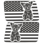 YORKSHIRE TERRIER US FLAG QUARTER WINDOW DRIVER & PASSENGER DECALS