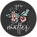 YOU MATTER BLACK CARBON FIBER TIRE COVER