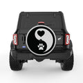 YING YANG PAW HEART SILVER CARBON FIBER TIRE COVER