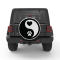 YING YANG PAW HEART BLACK TIRE COVER