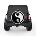 YING YANG PAW HEART PEARL  WHITE CARBON FIBER TIRE COVER