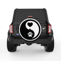 YING YANG PAW HEART WHITE TIRE COVER