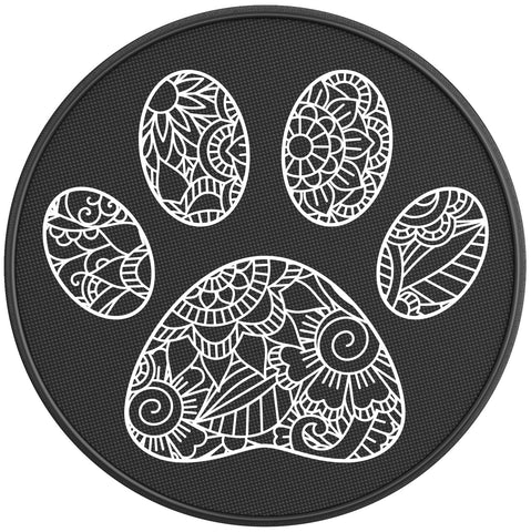 ZENTANGLE PAW PEARL  WHITE CARBON FIBER TIRE COVER