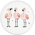 3 PINK FLAMINGOS PEARL  WHITE CARBON FIBER TIRE COVER