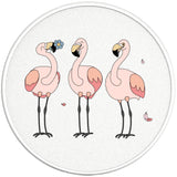 3 PINK FLAMINGOS PEARL  WHITE CARBON FIBER TIRE COVER