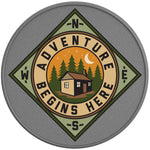 ADVENTURE BEGINS HERE SILVER CARBON FIBER TIRE COVER